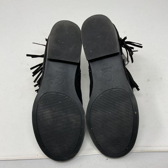 G By Guess Ankle Boots Womens 7.5M Black Suede Fringe Side Zip Booties Shoes - Picture 10 of 13